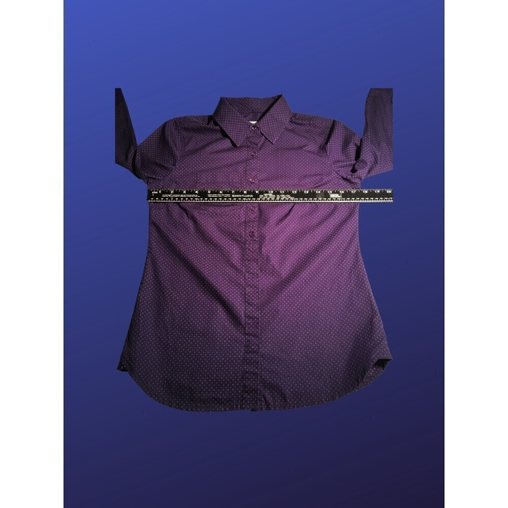 𝅺CUTTER & BUCK Women's Long Sleeve Drop Shot PURPLE Dot Print Shirt, XS, NWOT - Picture 4 of 8